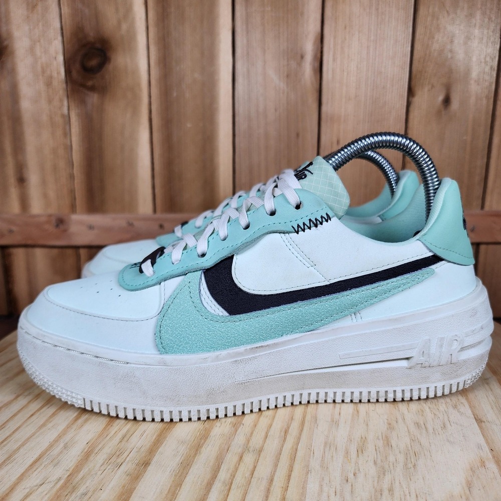 Nike Women's White Mint Black Air Force 1-Style Athletic Sneakers